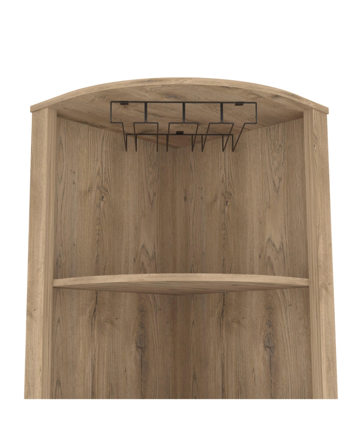 Fm Furniture Bouvet Corner Bar Cabinet, Three Shelves, Eight Built-in Wine Rack, Two Side Shelves