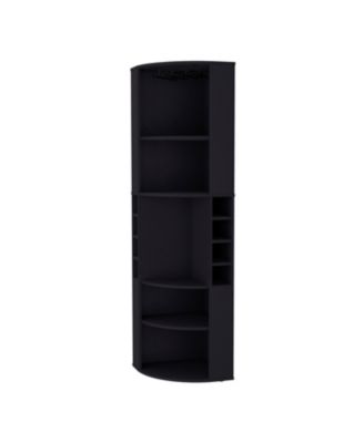 Clifton Corner Bar Cabinet, with 5 shelves, Cup Hanger and Eight Built-in Wine Rack