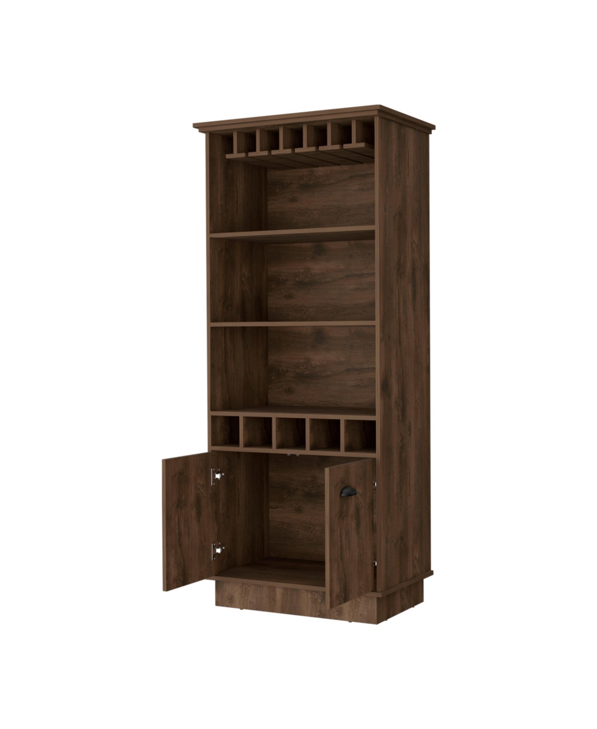 Fm Furniture Sophia Bar Cabinet with Glassware Rack and Five Bottle Racks
