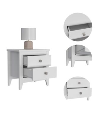 Breeze Four-Legged Modern Bedroom Nightstand, with Two Drawers