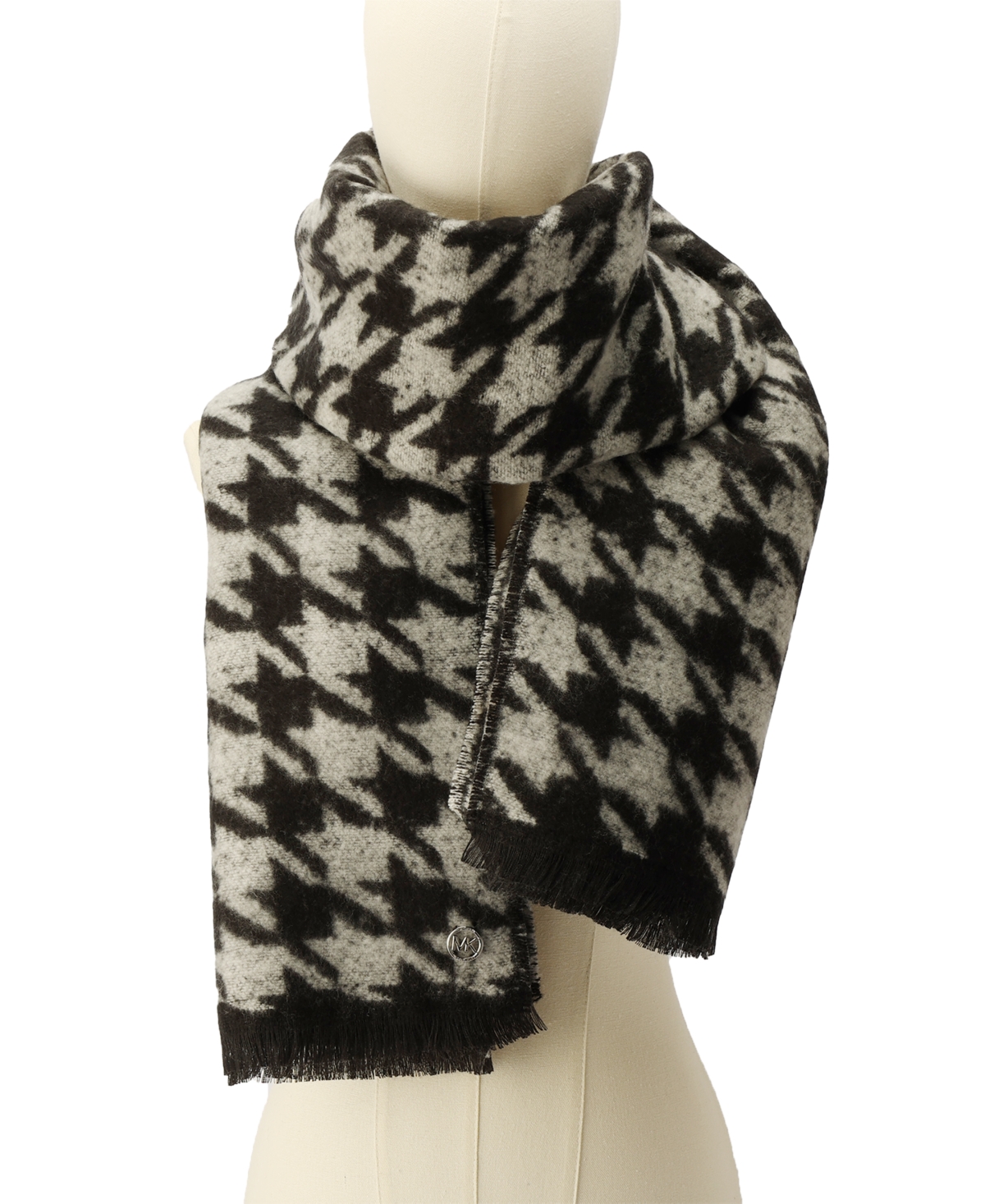 Michael Kors Michael  Women's Houndstooth Wrap Scarf In Black Pearl