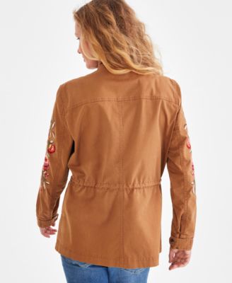 Style & Co Women's Embroidered-Sleeve Field Jacket, Created for