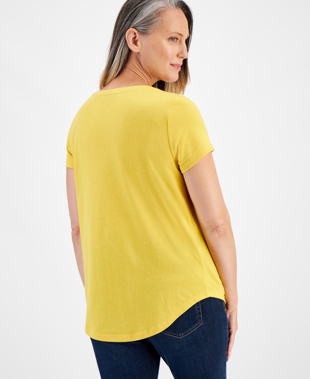 Style & Co Petite V-Neck Round-Hem T-Shirt, Created for Macy's
