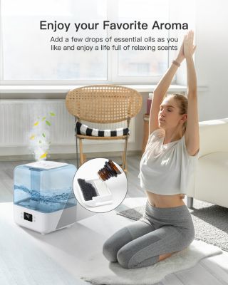 Humidifiers for Bedroom,4.5L Top Fill Humidifiers for Large Room,Cool Mist Humidifiers for Home,360 Nozzle,Auto Shut-Off,Humidity Setting, , White