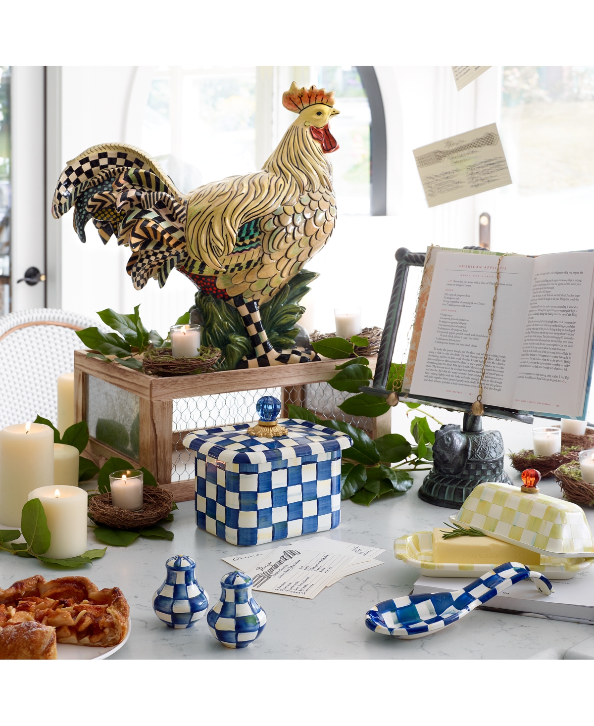 MACKENZIE-CHILDS ROYAL CHECK RECIPE BOX 