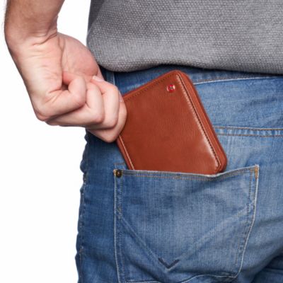 Zipper Bifold Wallet for Men Women RFID Protected Genuine Leather