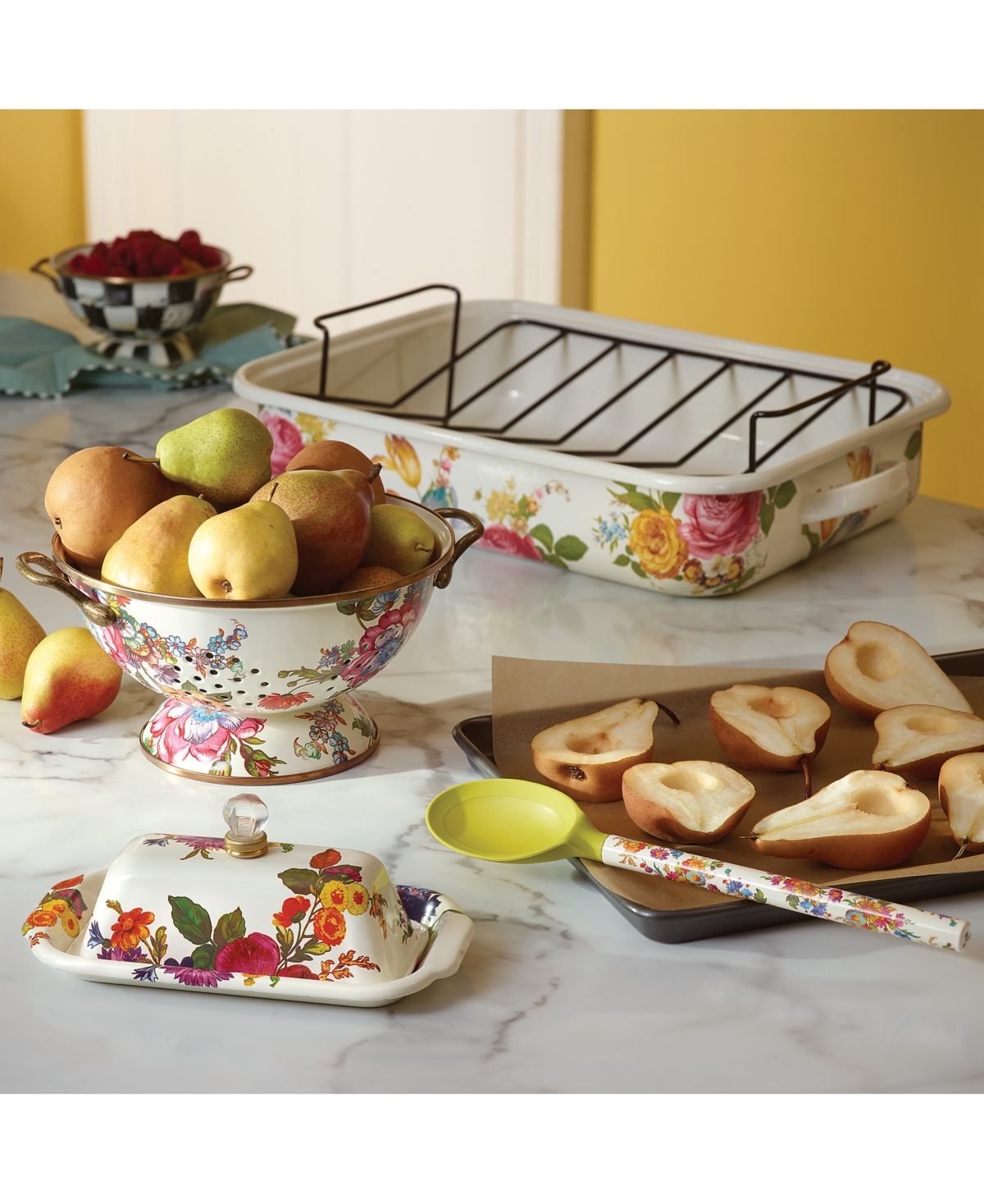Mackenzie-childs White Flower Market Enameled Steel Butter Box In No Color