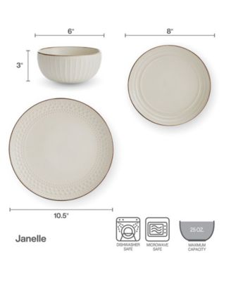 Janelle 12 Pc. Dinnerware Set, Service for 4