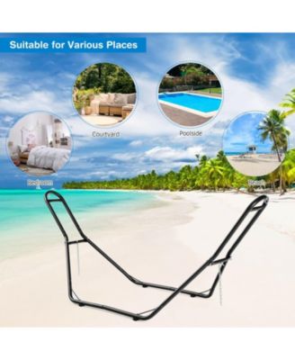 Hammock Stand Heavy Duty Steel Frame Hanging Hooks Indoor Outdoor