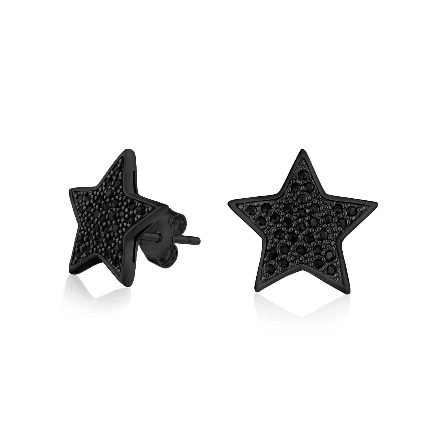 Patriotic Rock Star Sparkling Cubic Zirconia Micro Pave CZ Stud Earrings Sterling Silver