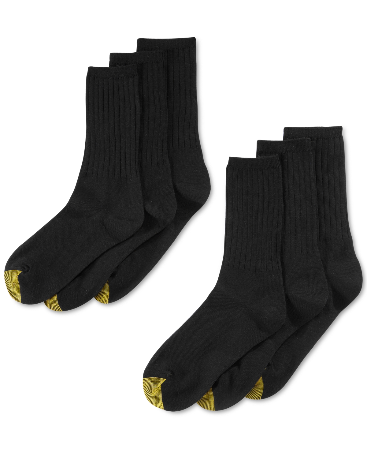 Women's 6-Pack Casual Ribbed Crew Socks - Black