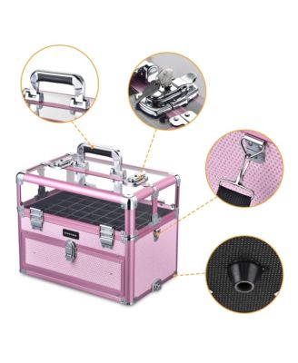 2in1 Nail Polish Organizer Rolling Makeup Train Case Manicure Storage