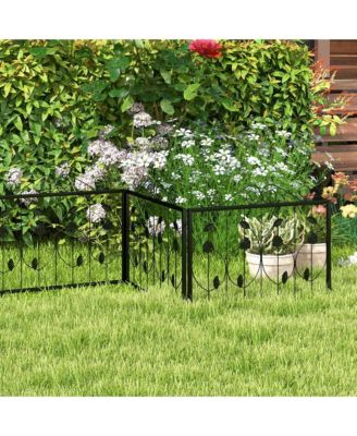 Decorative Garden Fence with 8 Panels Outdoor Animal Barrier Landscape Border