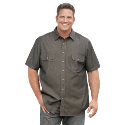 Big & Tall Short Sleeve Denim And Twill Shirt