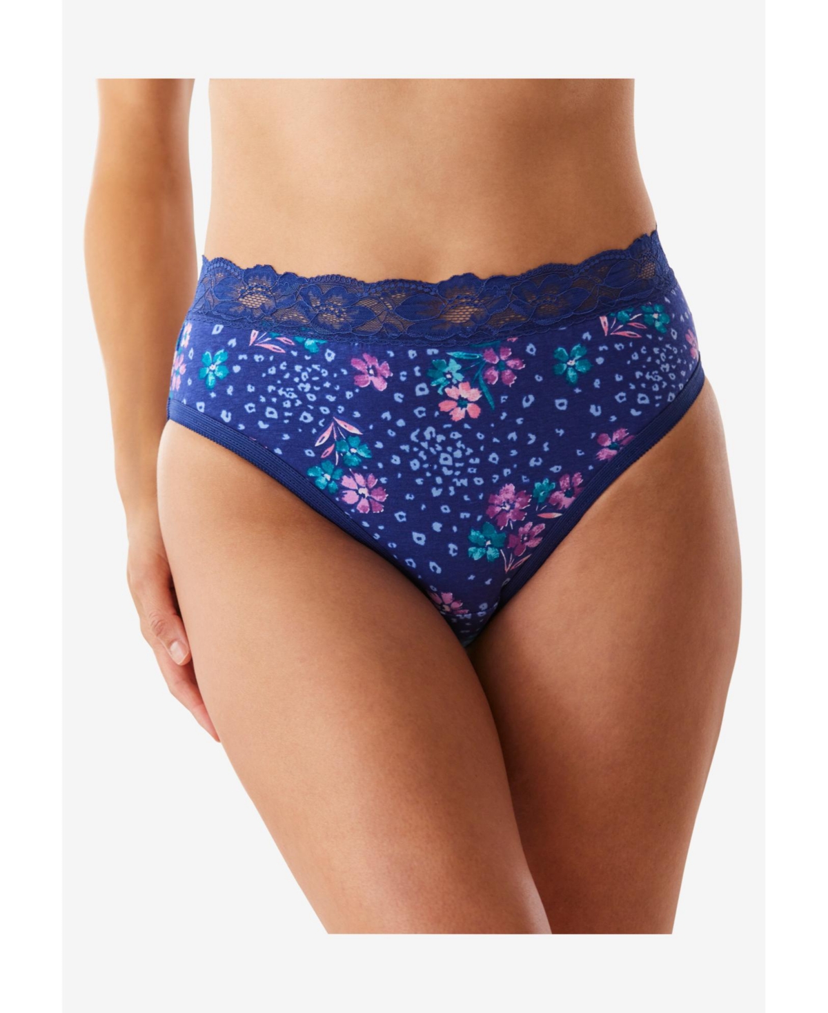 Comfort Choice Plus Size Lace Waist Hi-Cut Brief 3-Pack