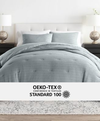 Waffle Textured 3-Piece Comforter Set, Full/Queen