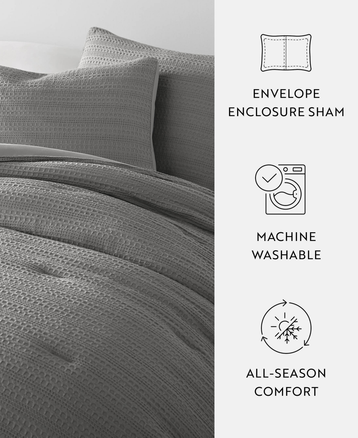 ienjoy Home Waffle Textured 3-Piece Comforter Set,