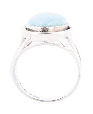 Abstract Genuine Blue Larimar Sterling Silver Ring