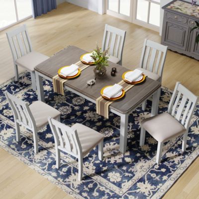7-Piece Retro Dining Set with Extendable Table