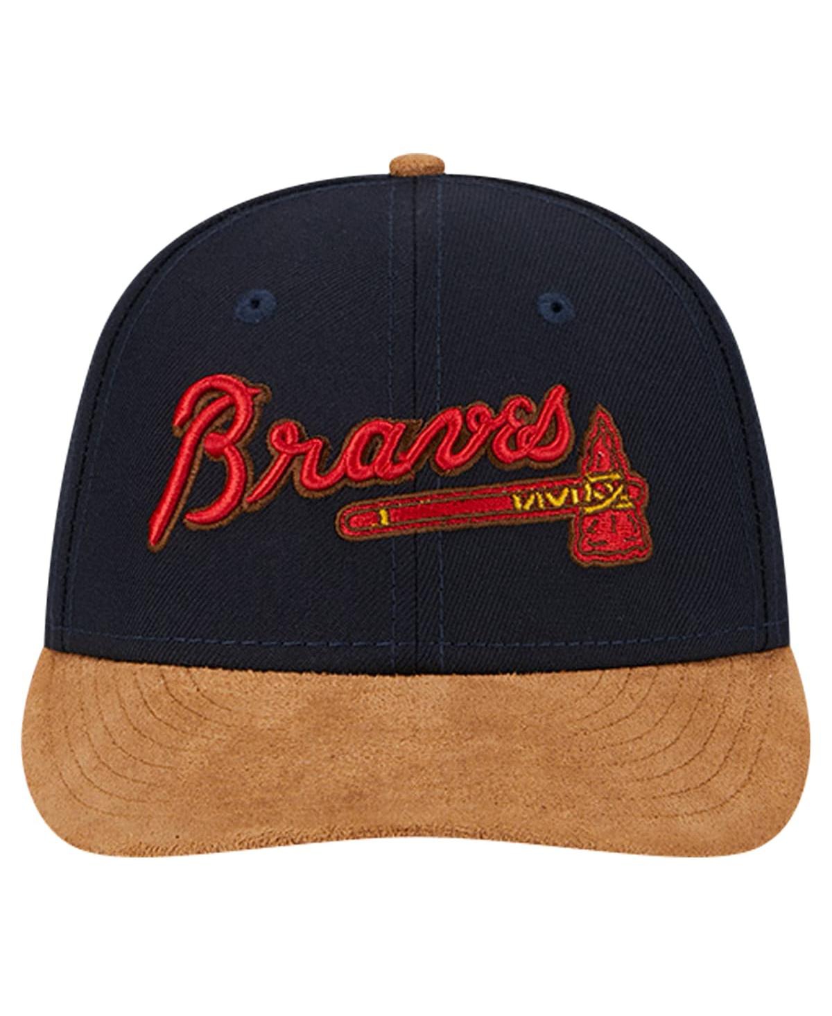 New Era Men'sAtlanta Braves Team Suede Visor Low Profile 59FIFTY Fitted Hat - Navy