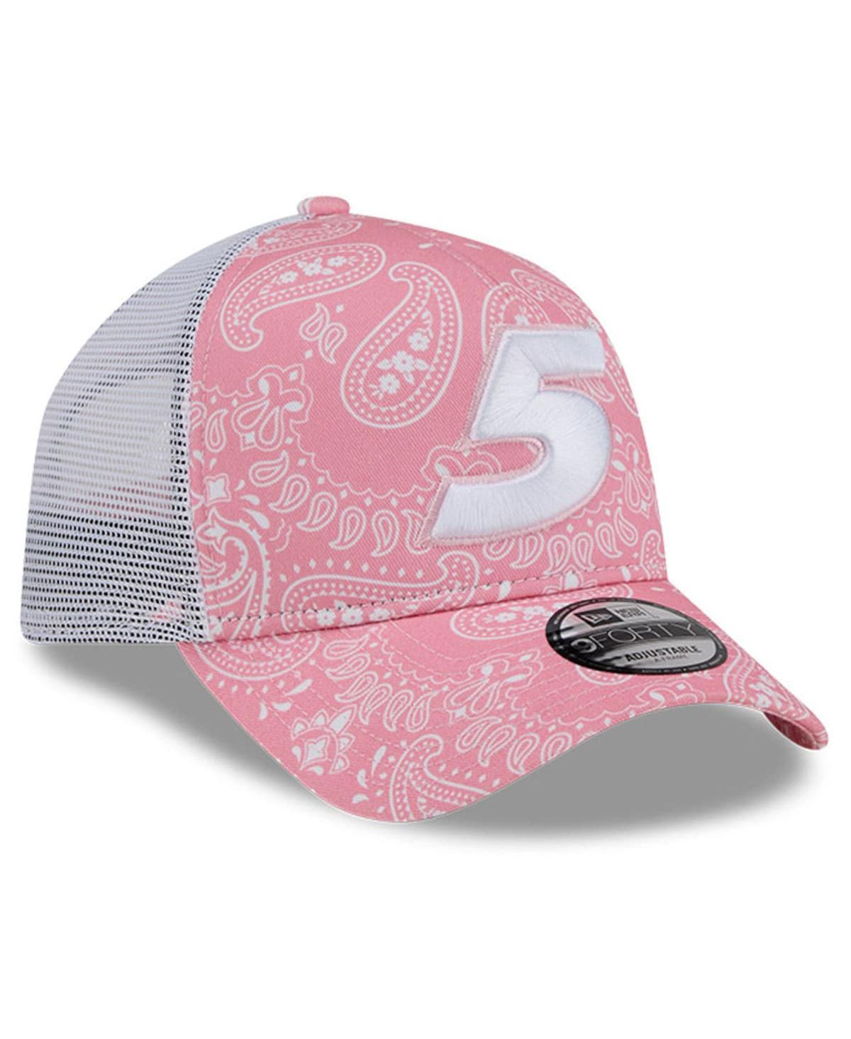 New Era Men's Pink Kyle Larson 9forty A-frame Trucker Paisley Adjustable Hat In Pink