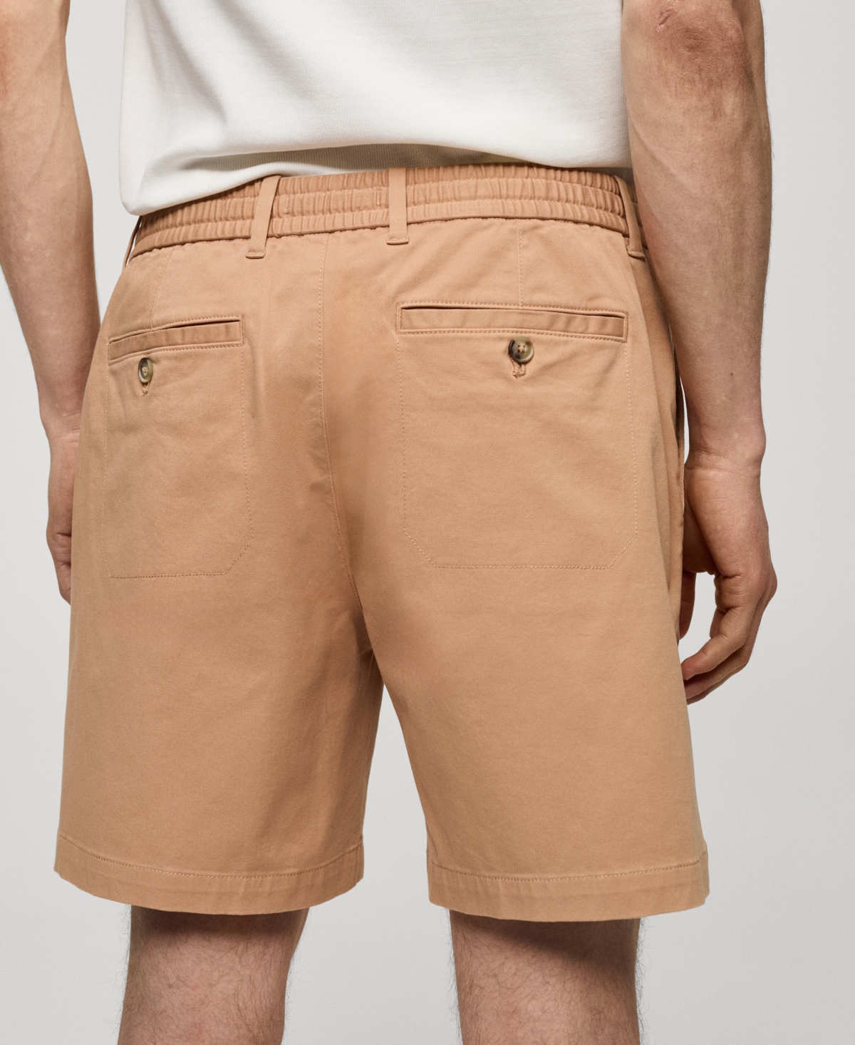Mango Men's Drawstring Detail Cotton Shorts