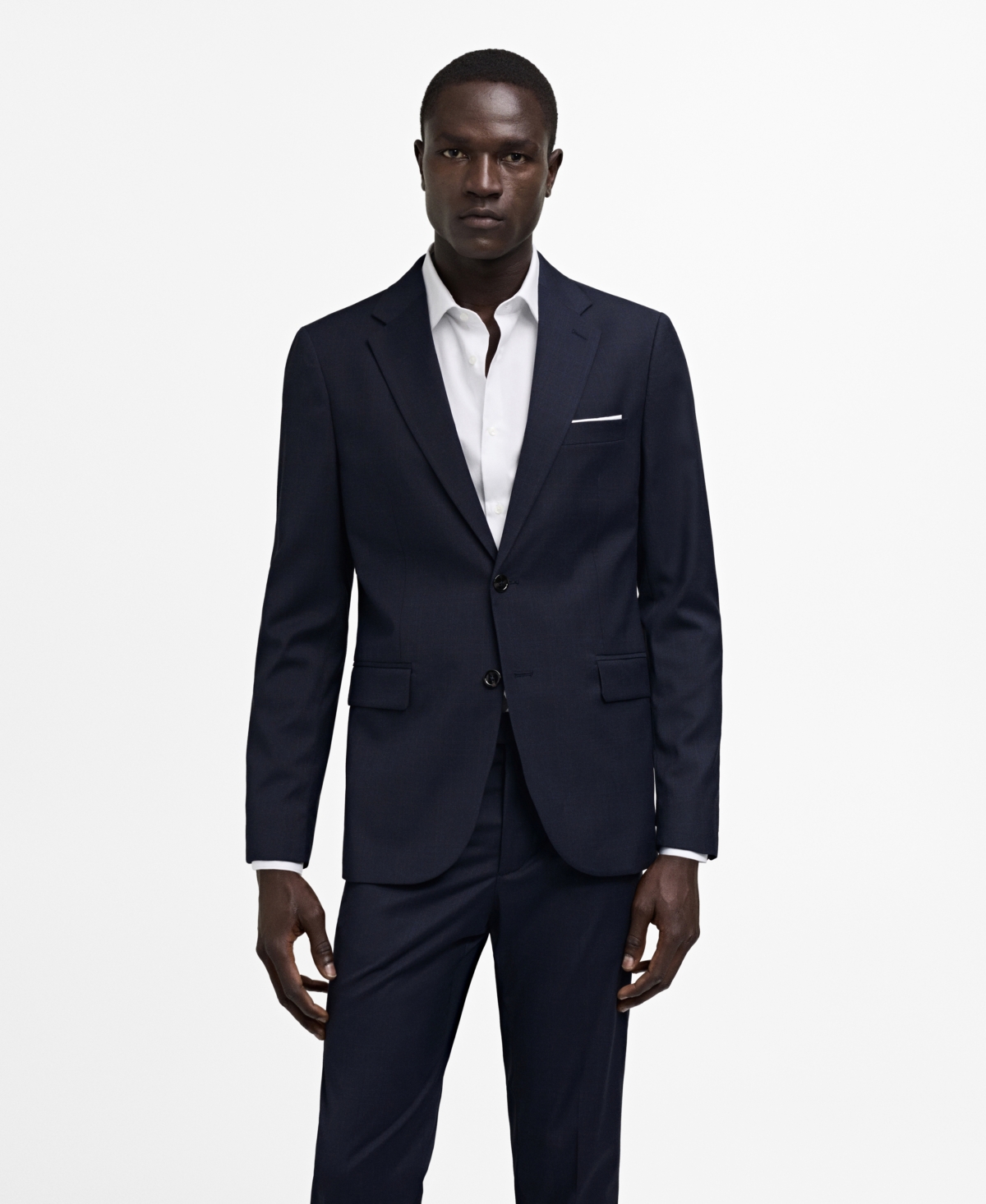 Men's Stretch Fabric Slim-Fit Suit Blazer - Dark Navy