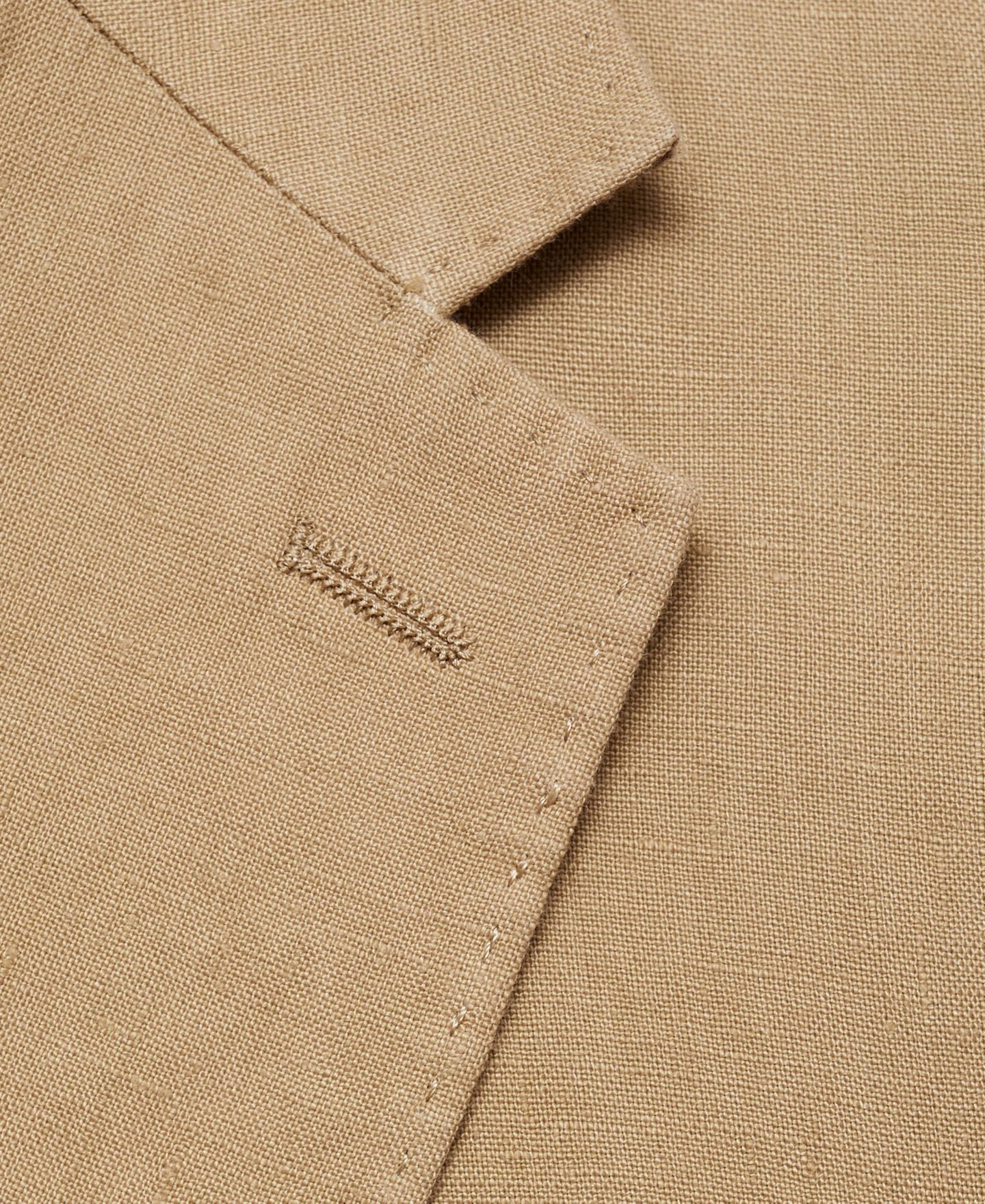 Мужской пиджак MANGO Linen Slim-Fit Suit Blazer, цвет: Средний коричневый — фото 9
