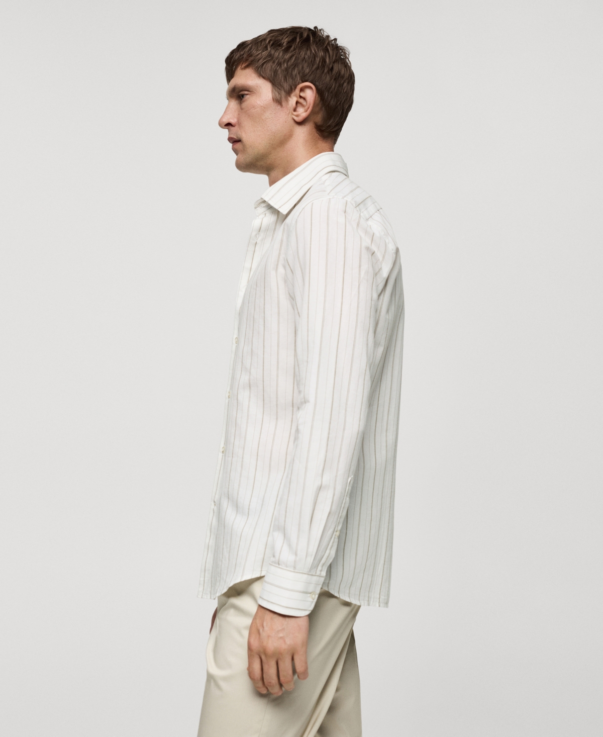 Mango Men's Regular-Fit Striped Cotton-Linen Shirt
