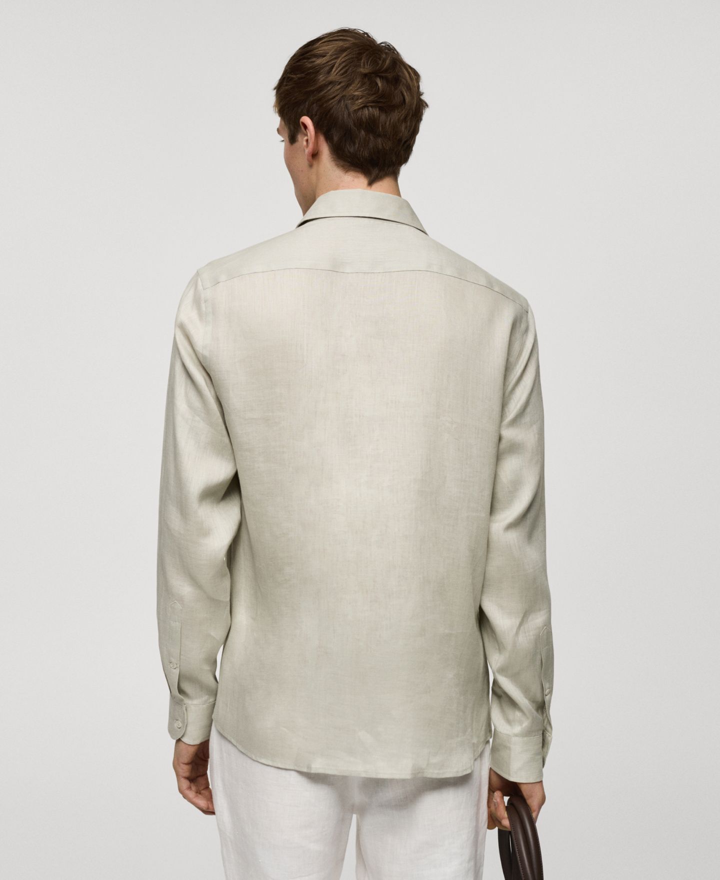 Мужская рубашка Mango Linen, цвет: Аквамариновый зелёный — фото 2