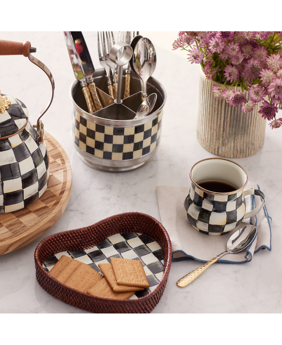 Mackenzie-childs Courtly Check Enamel Mug In No Color