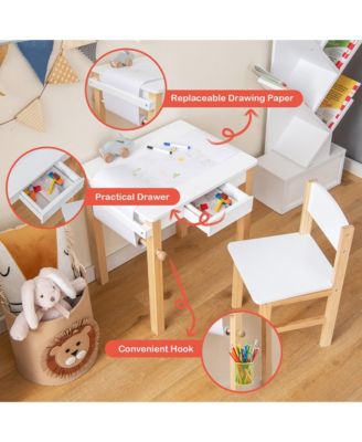 Kids Table and Chair Set Wooden Activity Drawing Study Desk