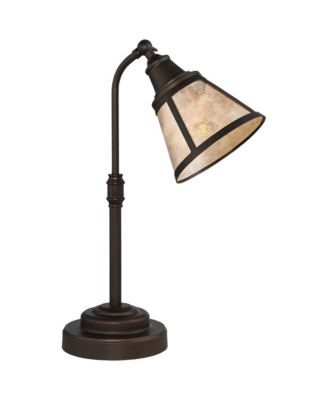 Malta Rustic Farmhouse Desk Lamp 18 1/2" High Satin Bronze Metal Adjustable Blond Mica Shade for Bedroom Living Room Bedside Nightstand