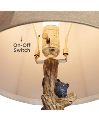 Climbing Bears 22 1/2" High Small Rustic Style Accent Table Lamps Set of 2 USB Port Brown Wood Finish Charging