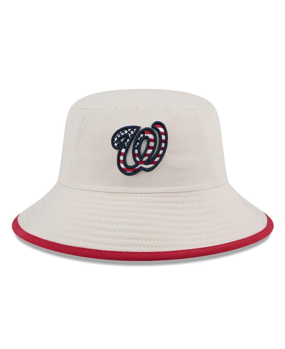 NEW ERA MEN'S KHAKI WASHINGTON NATIONALS 2024 FOURTH OF JULY BUCKET HAT 