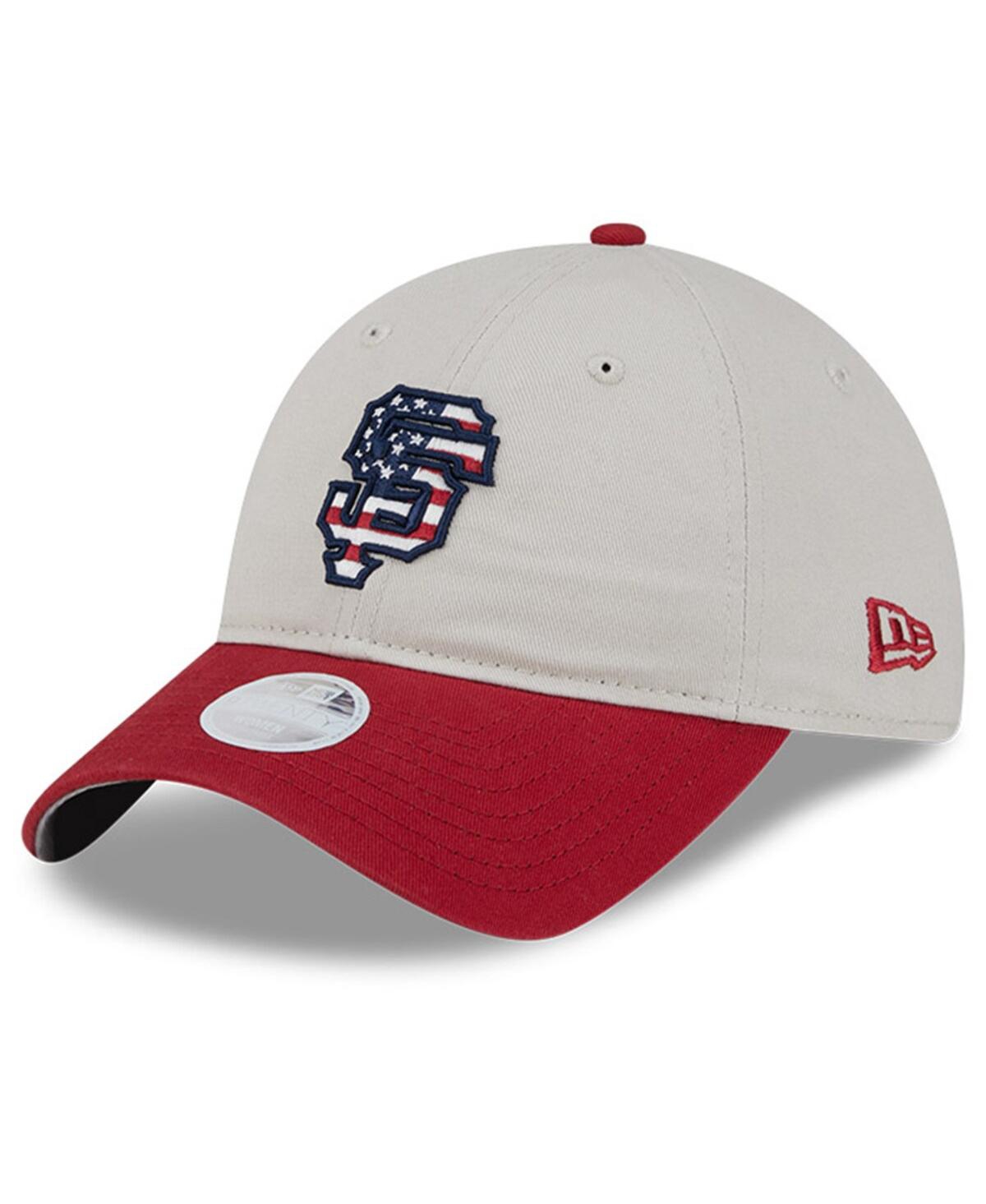 New Era Women's Red San Francisco Giants 2024 Fourth Of July 9twenty Adjustable Hat In Khaki