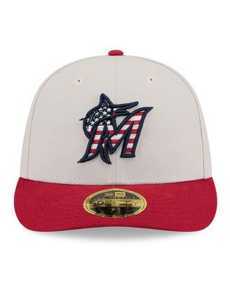 Men's Red Miami Marlins 2024 Fourth of July Low Profile 59FIFTY Fitted Hat