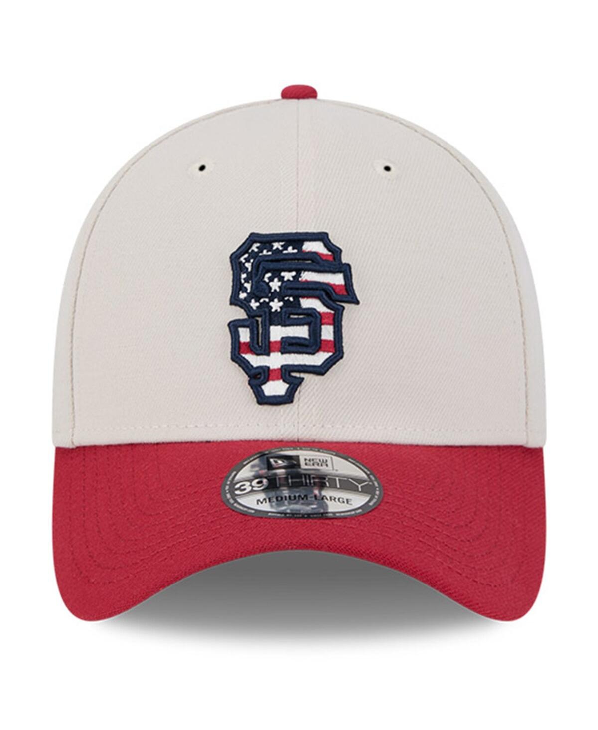 New Era Men's Red San Francisco Giants 2024 Fourth Of July 39thirty Flex Hat In Khaki