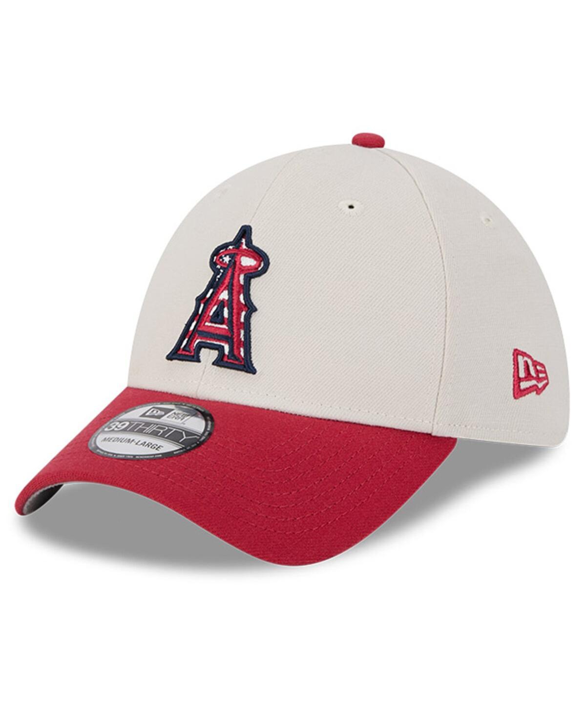 New Era Men's Red Los Angeles Angels 2024 Fourth Of July 39thirty Flex Hat In Khaki