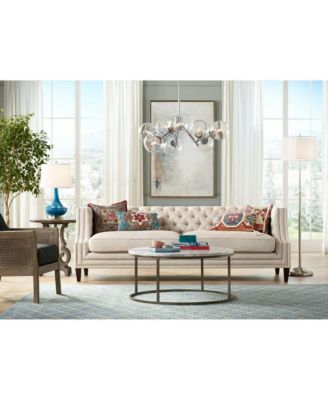 Roxie Modern Floor Lamp Standing 65 1/2" Tall Brushed Nickel Sheer Linen Double Drum Shade for Living Room Bedroom Office House