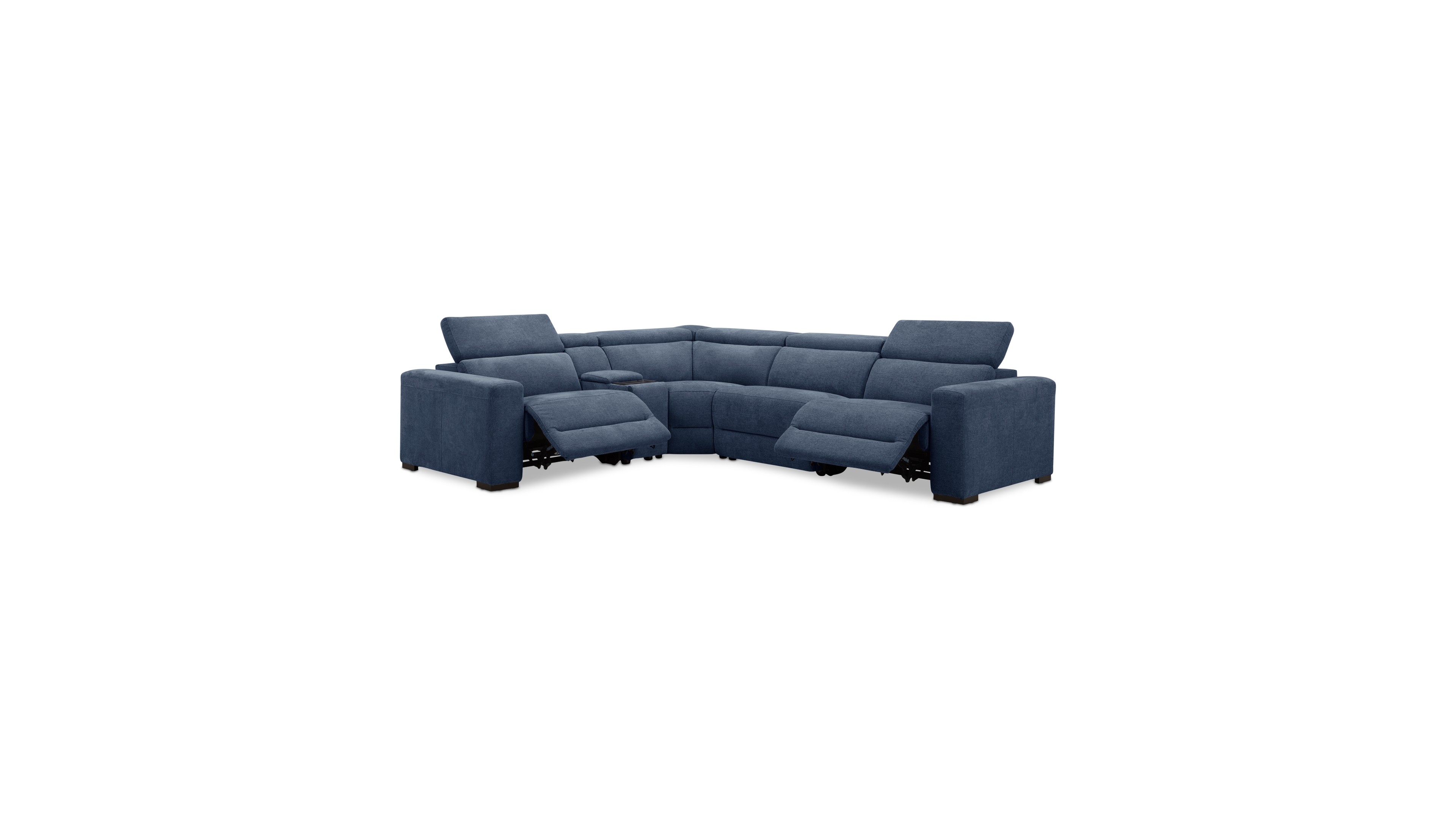Nevio 5-Pc. Fabric Power Headrest L-Shape Sectional and Console with 2 Motion Chairs