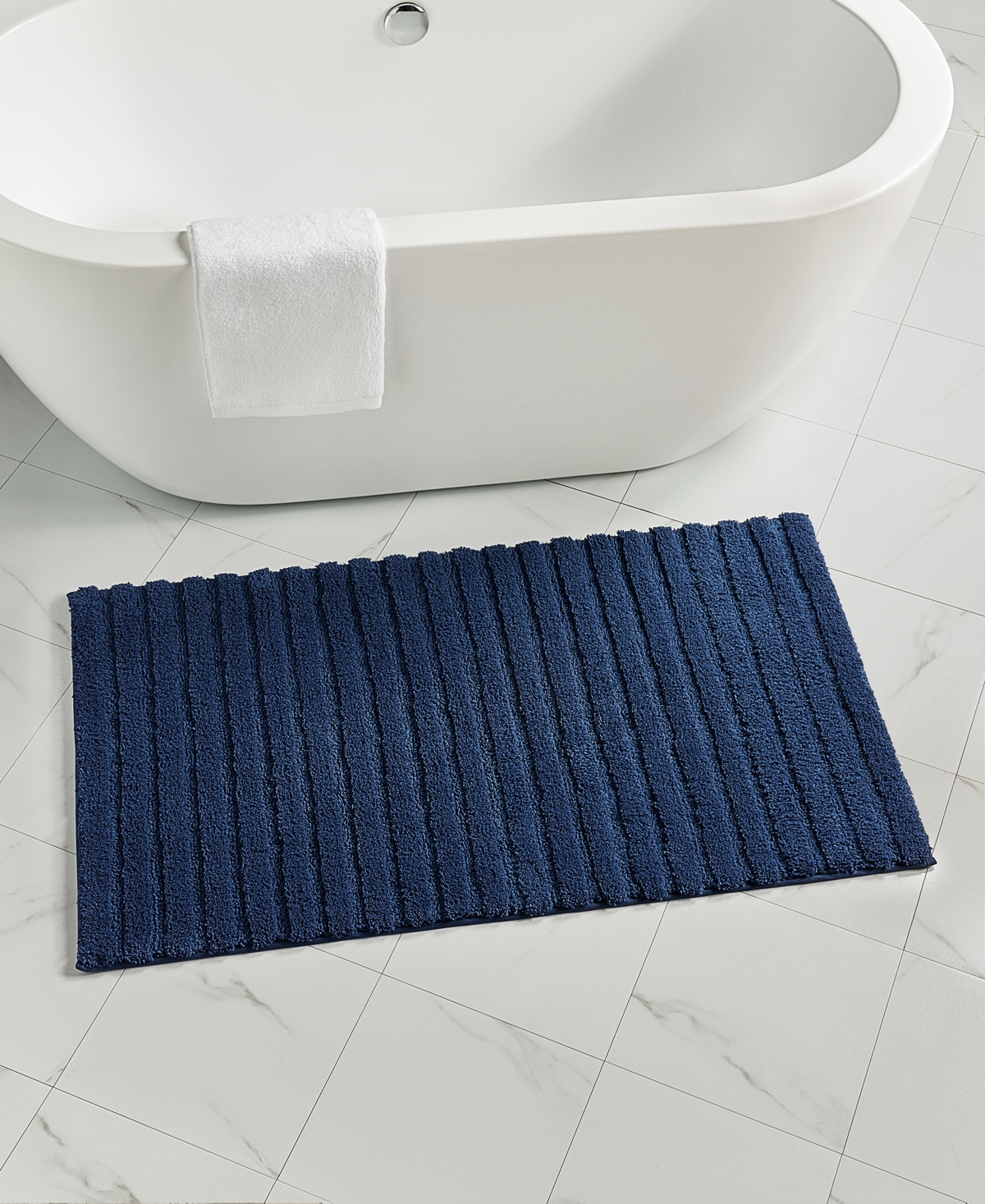 Charter Club Signature Bath Rug, 25.5" X 44", Exclusively At Macy's In Navy