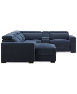 Nevio 5-Pc. Fabric Power Headrest Sectional and Chaise with 1 Power Motion Chair