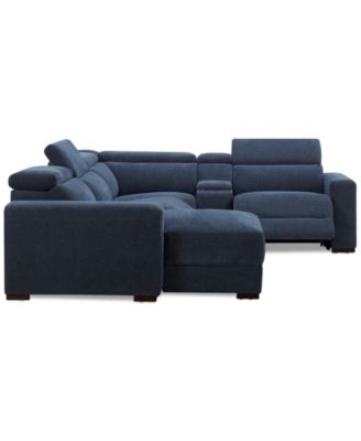 Nevio 5-Pc. Fabric Power Headrest Sectional and Chaise with 2 Power Motion Chairs