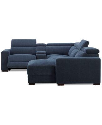 Nevio 5-Pc. Fabric Power Headrest Sectional and Chaise with 2 Power Motion Chairs
