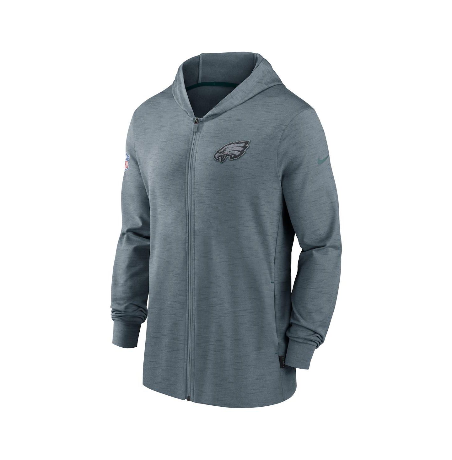 Мужская куртка Nike Heather Gray Philadelphia Eagles Sideline Team Pop Full-Zip Hoodie Jacket — фото 3