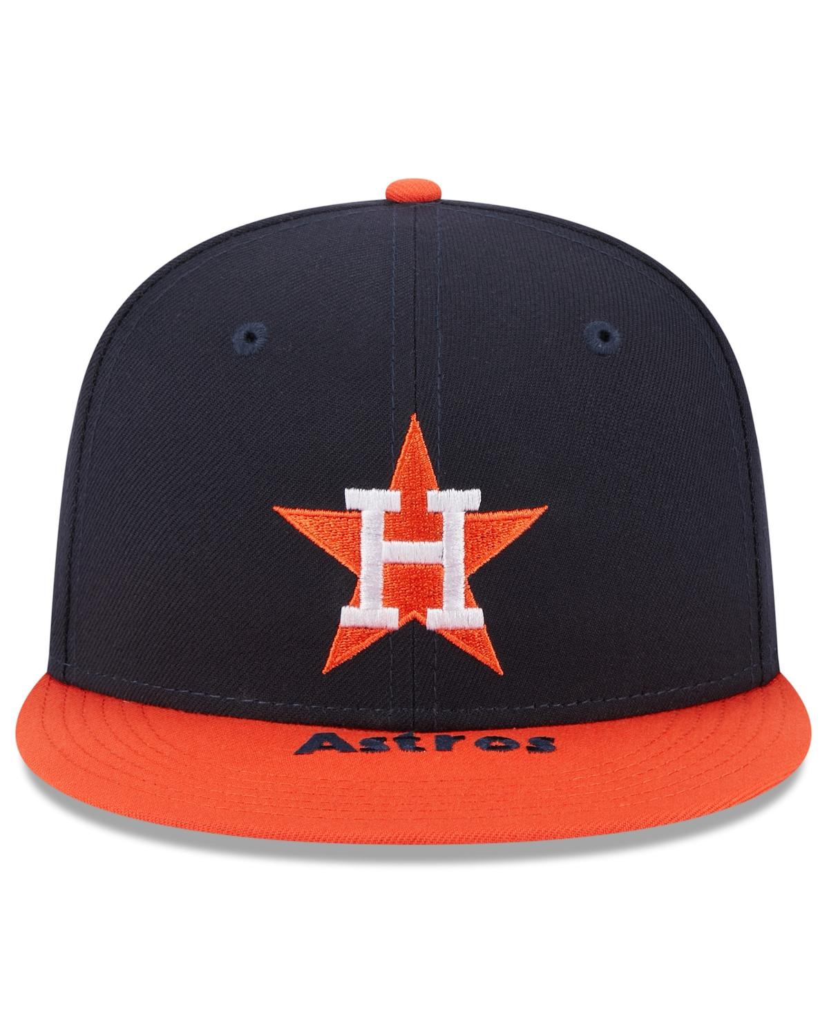 New Era Men'sOrange Houston Astros On Deck 59FIFTY Fitted Hat - Navy, Orange