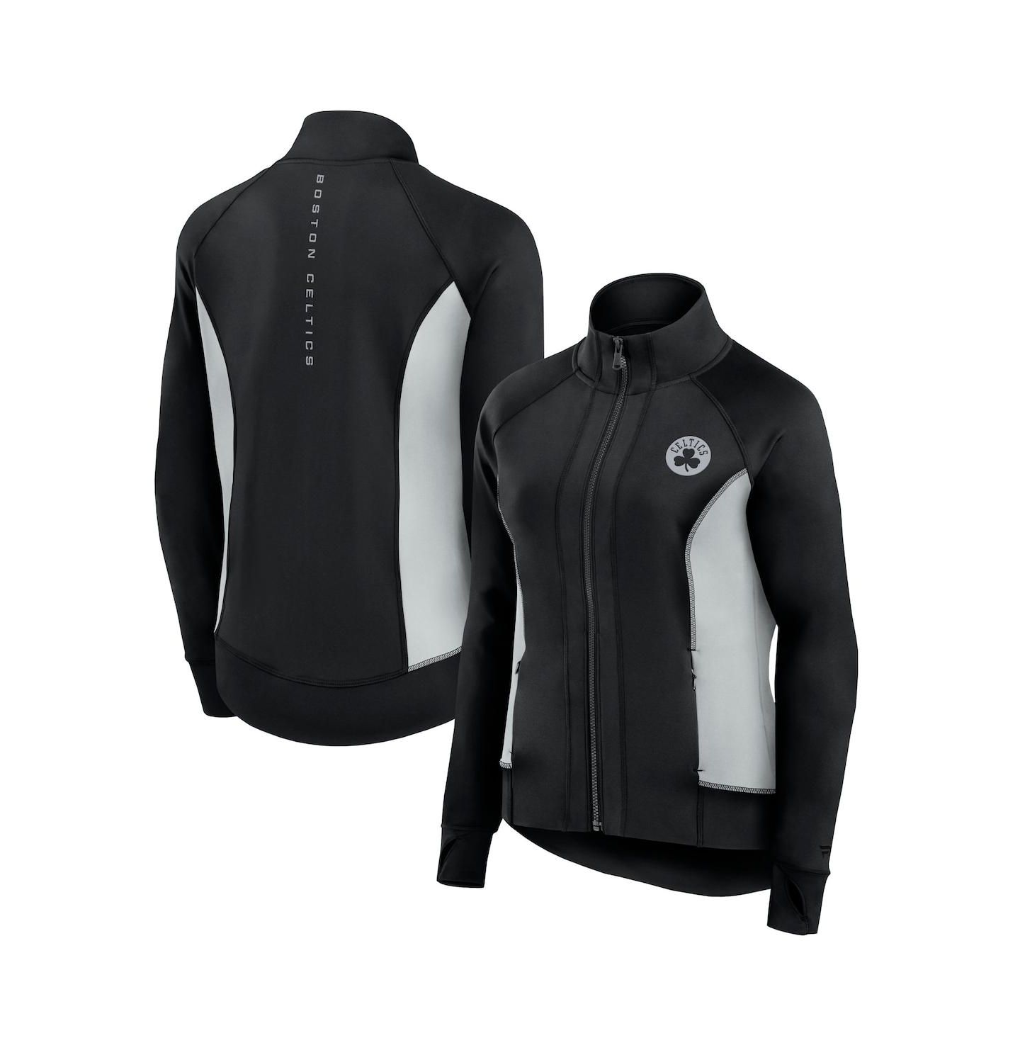Женская куртка Fanatics Black Boston Celtics Studio Fitted Full-Zip Gym Track Jacket — фото 1