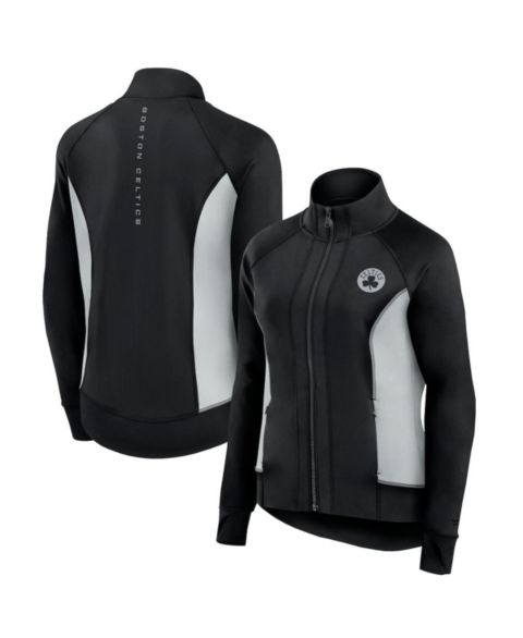 Женские куртки Fanatics Women's Black Boston Celtics Studio Fitted Full-Zip Gym Track Jacket