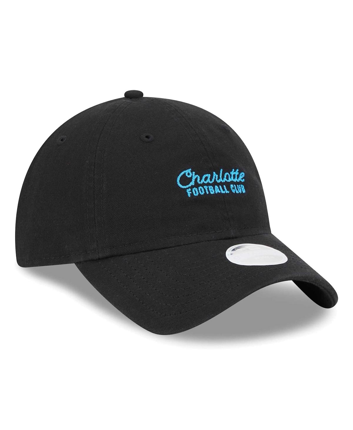 New Era Women's Black Charlotte Fc Throwback 9twenty Adjustable Hat In Black
